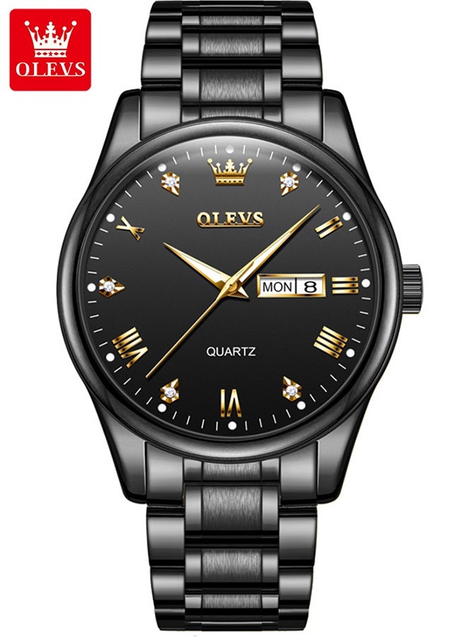 أوليفز ساعات رجالية فاخرة كوارتز مقاومة للماء ومضيئة من أفضل الماركات للرجال ساعات يد رجالية كوارتز تناظرية مرصعة بالألماس - Image 2